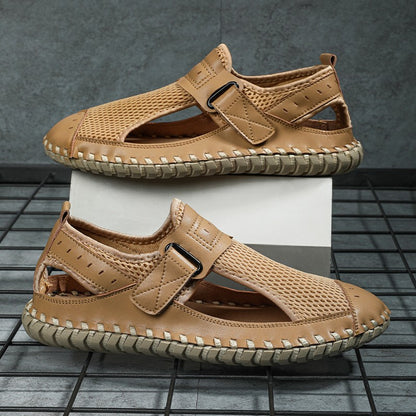 Summer Men Sandals Genuine Leather Mens Casual Shoes Outdoor Men Leather Sandals for Men Beach Shoes Roman mens Shoes