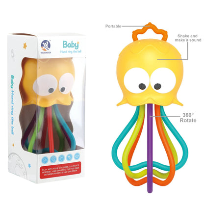 Jellyfish Grinding Gum Rocking Bell for Babies Aged 0-3 Years Old, Multifunctional Hand Grip, Water Boiling Toy Safe and Durable