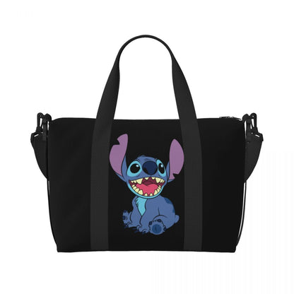 Custom Large SLilo And Stitch Cartoon Tote Bag Women Anime Shopping Shoulder Beach Gym Travel Bag