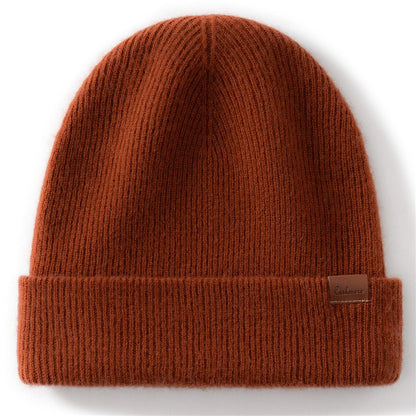 New Autumn Winter 100% Cashmere Hat Knitted Mountaineering Wool Hat Outdoor Skiing Double Layer Men and Women Thickened Warm