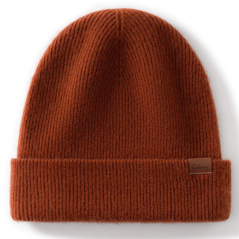 New Autumn Winter 100% Cashmere Hat Knitted Mountaineering Wool Hat Outdoor Skiing Double Layer Men and Women Thickened Warm