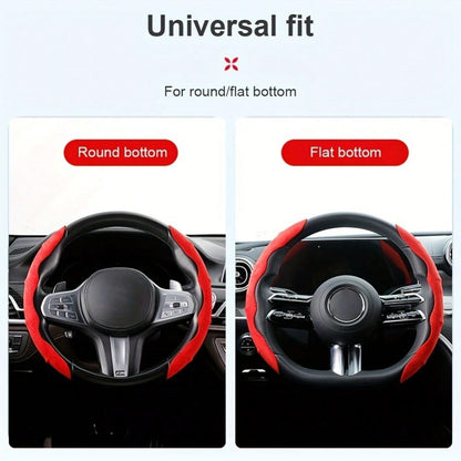 Capa Universal para Volante de Carro em Camurça / Couro Nappa 38CM Respirável Formato O/D Protetor Antiderrapante Acessórios de Interior Automotivo