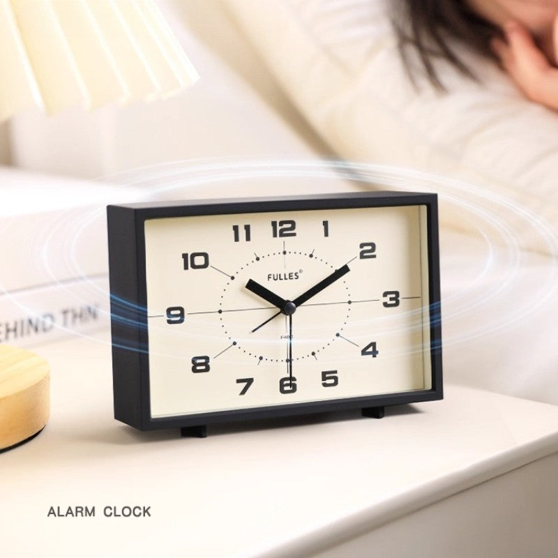 1PC Retro Small Alarm Clock Desktop Ornament Elderly Silent Square Living Room Table Clock Desktop Home Decoration