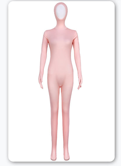 Open Split Orange Full Wrap Bodysuit Spandex Stretch Jumpsuit Adult Variety Show Halloween Cos and Body-fit Role Play Apparel