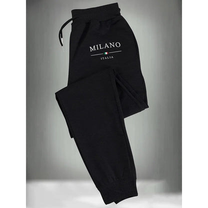 Calças Masculinas Casuais Reta Slim Fit Elástico na Cintura Jogger Coreano Clássico Azul Preto Cinza Calças Masculinas