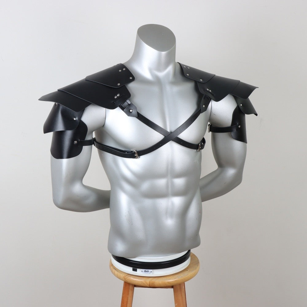 Medieval Viking Armor Leather Shoulder Harness Renaissance Style Cosplay Accessory, Adjustable Straps, Cool and Handsome Theme