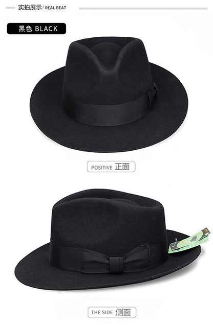 New British 100% Wool Felt Hat Men Fedora Big Size Raw Edge Brim Satin Lined Gangster Hat Premium Quality