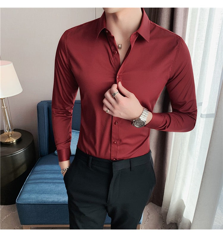 Plus Size S-7XL High Quality Men Dress Shirt 2024 Autumn Long Sleeve Solid Business Slim Shirts Homme Dress Social Casual Shirt