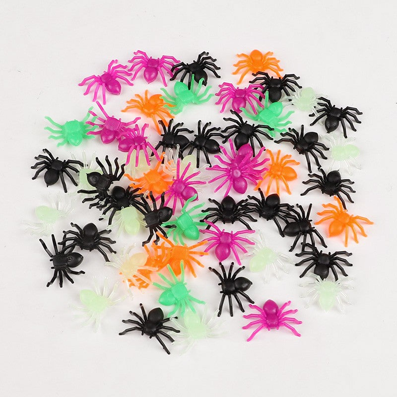 50Pcs Mini Spiders For Halloween Party Spider Web Decoration Halloween Haunted House Home Table Horror Props Kid Tricky Toy