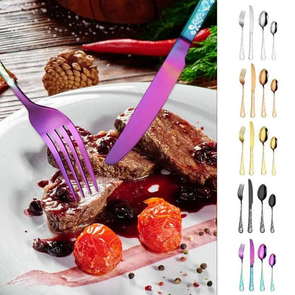 Presentes de Halloween Conjunto de talheres de aço inoxidável com caveira moderno Garfo e colher Conjunto de 4 peças Garfos de cozinha portáteis e