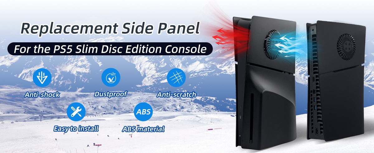 Face Plates for PS5 Slim Disc Edition Only, Anti-Scratch Replacement Panels Cover Plates Shell Case with Cooling Vent,Black