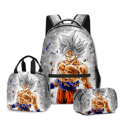 3D Print Dragon Ball Large Capacity Backpack Set Goku Super Saiyan GT Z Lunch Bag Pencil Case for Boys School Travel Picnic 20L