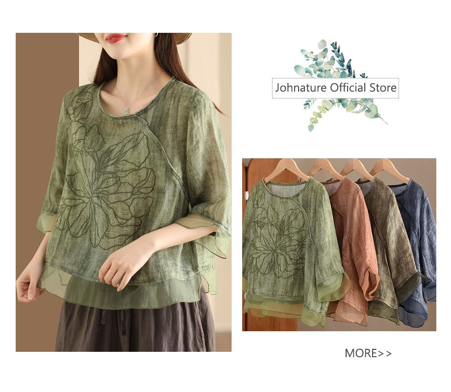 Johnature Vintage Buckle Floral Print Chinese Style Parkas 2025 Woman Winter New Long Sleeves Loose Single Breasted Parkas