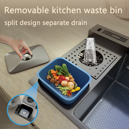 Stainless Steel Waterfall Kitchen Sink Digital Display Extra Large Single Bowl Multifunctional Household Vegetable Washing Sink