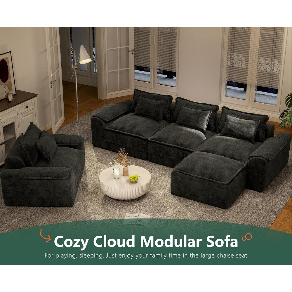 Cloud Modular Sectional Sofa L-Shaped Large Seater with Ottoman Removable Cover Comfortable Living Room Furniture