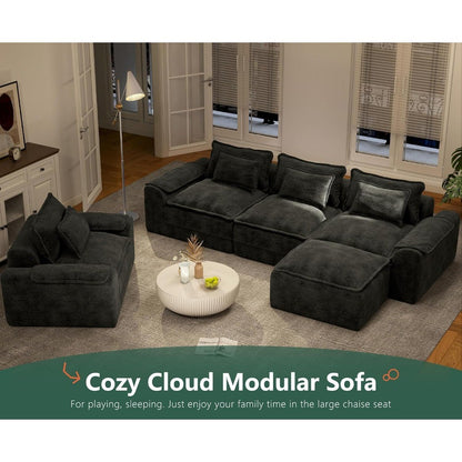 Cloud Modular Sectional Sofa L-Shaped Large Seater with Ottoman Removable Cover Comfortable Living Room Furniture