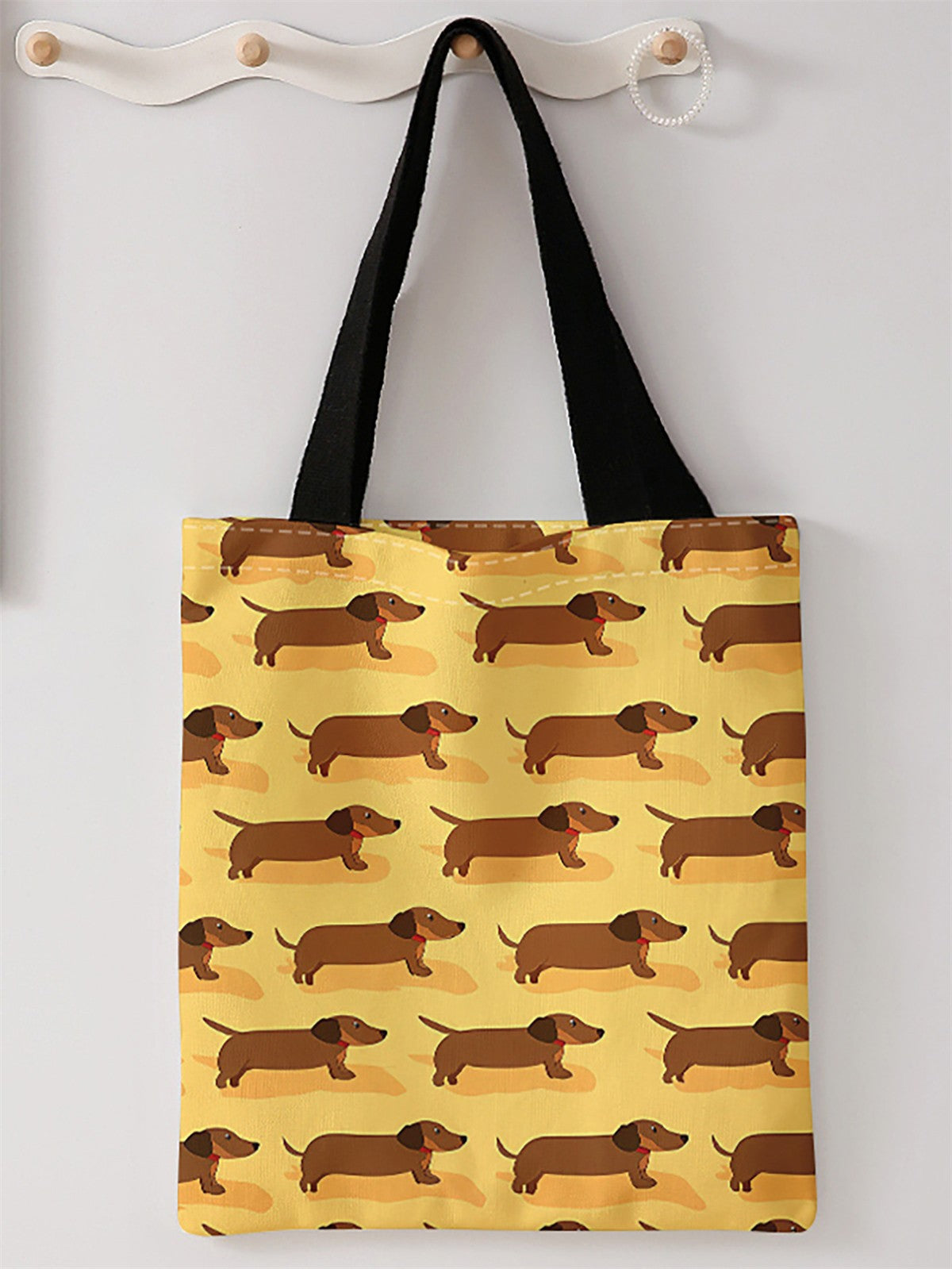 Dog pattern printed casual handbag, reusable fashionable backpack, multifunctional handbag, canvas shopping bag