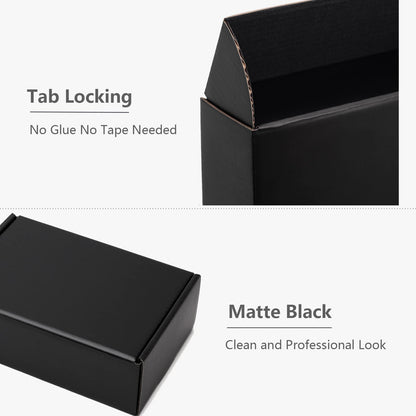 50pcs Christmas Black Shipping Boxes Bulk 6x4x2 Inch Small Corrugated Cardboard Mailer Boxes for Small Business Gifts Jewelry