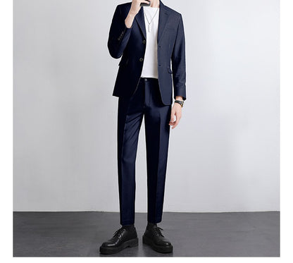 Autumn Men's Clothing Light Luxury Business Leisure Suit Jacket Set Streetwear Elegant Korean Popular Clothes Slim Pants Suit