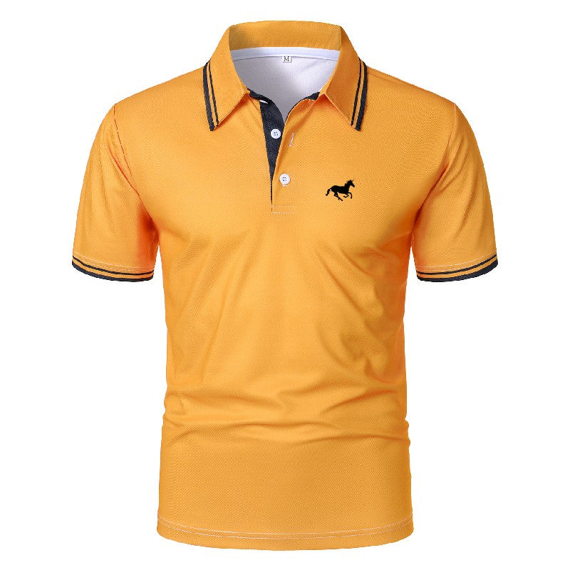 100% Polyester New Men Clothes Summer Short Sleeve Fashion Business Casual Lapel Polo Shirt Logo Print Men Sport Golf Polo Shirt
