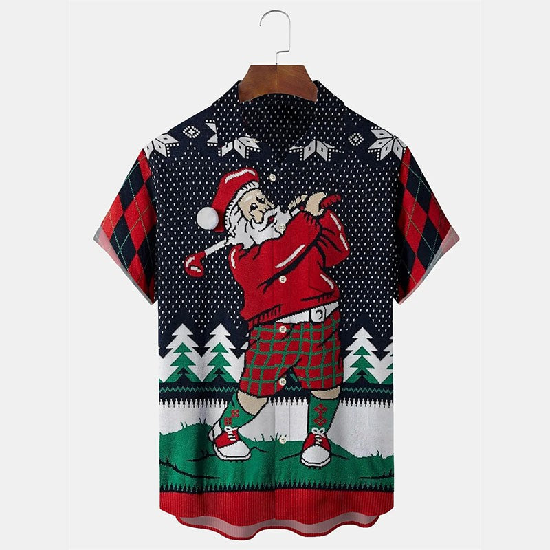 Christmas Humorous Funny Santa Claus Shirt For Men 3D Print Hip Hop Music Button Shirts Beer Party Fun Xmas Hawaii Shirt 2026