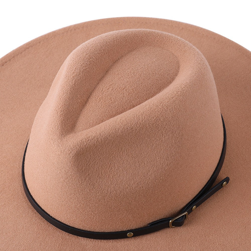 Wool Warm Wide Brim Fedora Hats Women Solid Color Top Jazz Felt Hat For Men Panama Gamble Yellow Hats