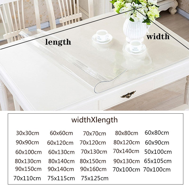 Transparent PVC Tablecloth Waterproof Kitchen Tablecloth Pad Glass Soft Cloth Tableclot Oil-Proof Table Mat Table Cover