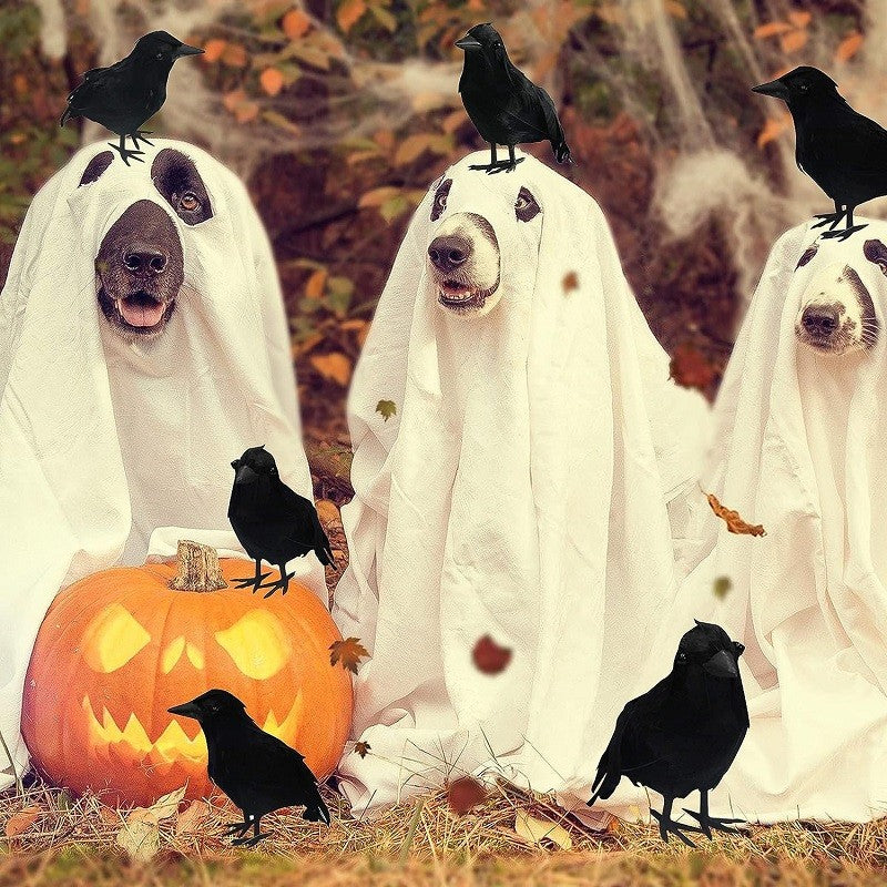 3/4/6Pcs Simulation Black Crow Animal Model Artificial Crow Black Bird Raven Home Decoration Party Prop Garden Decor 20x9x6cm