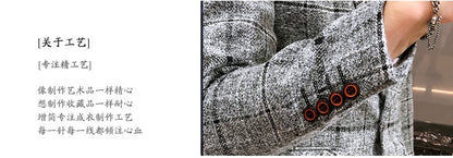 2025 New Men's Casual Plaid Suit Jacket Male Linen Plaid Business Self-cultivation Wedding Dress Party Suit Coat Plus Size S-5XL