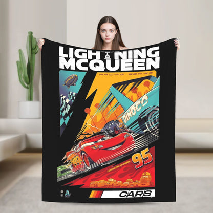 Mater Lightning McQueen Cars Blankets Flannel Spring Autumn  Multi-function Soft Throw Blanket for Home Travel Bedspread