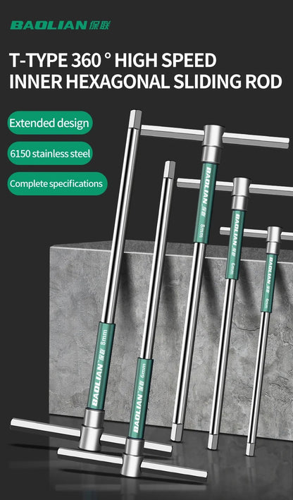 Chave de fenda Torx T/L 2.5/3/4/5/6/8/10mm Chave Allen Tipo T Cromada Chave Inglesa em Forma de T Ferramenta Manual Chave de Boca Tipo T Estendida