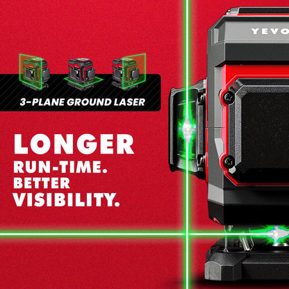 Nível a Laser Verde YEVOLT Série YVGLL4XS12T 3 Planos 12 Linhas Autonivelante 360 3D Horizontal & Vertical Ferramentas de Medição de Energia