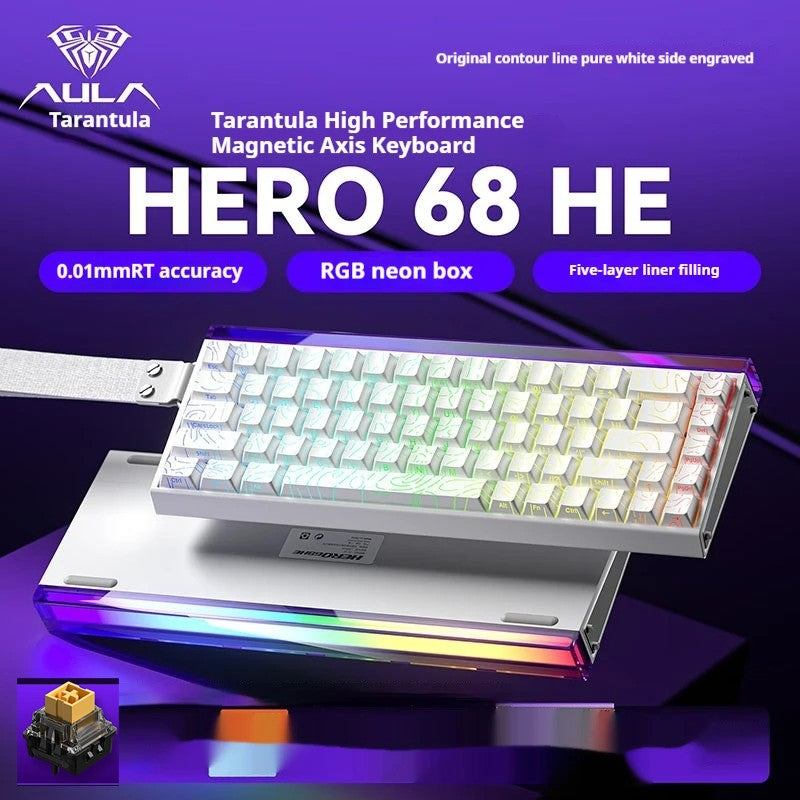 AULA Hero 68HE Magnetic Keyboard RGB Light Wired Hot Swap Esports 8K Gaming Hero68 Mechanical Keyboard Low delay PC Accessories