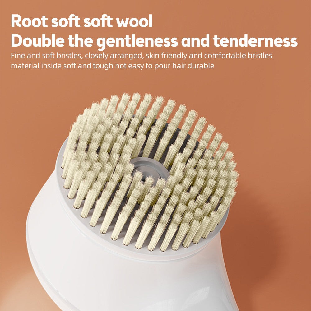 Electric shower brush, rechargeable, waterproof IPX7, 3-speed 6-in-1, wireless shower brush head, lazy scrubbing tool