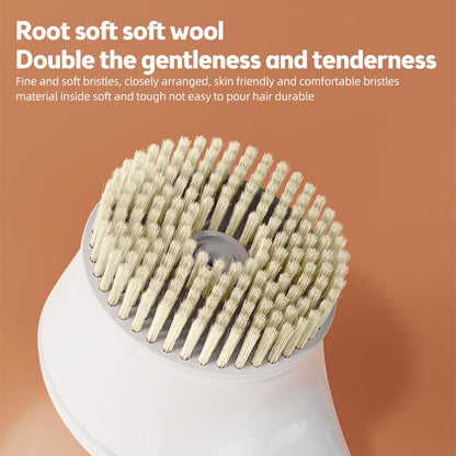 Electric shower brush, rechargeable, waterproof IPX7, 3-speed 6-in-1, wireless shower brush head, lazy scrubbing tool
