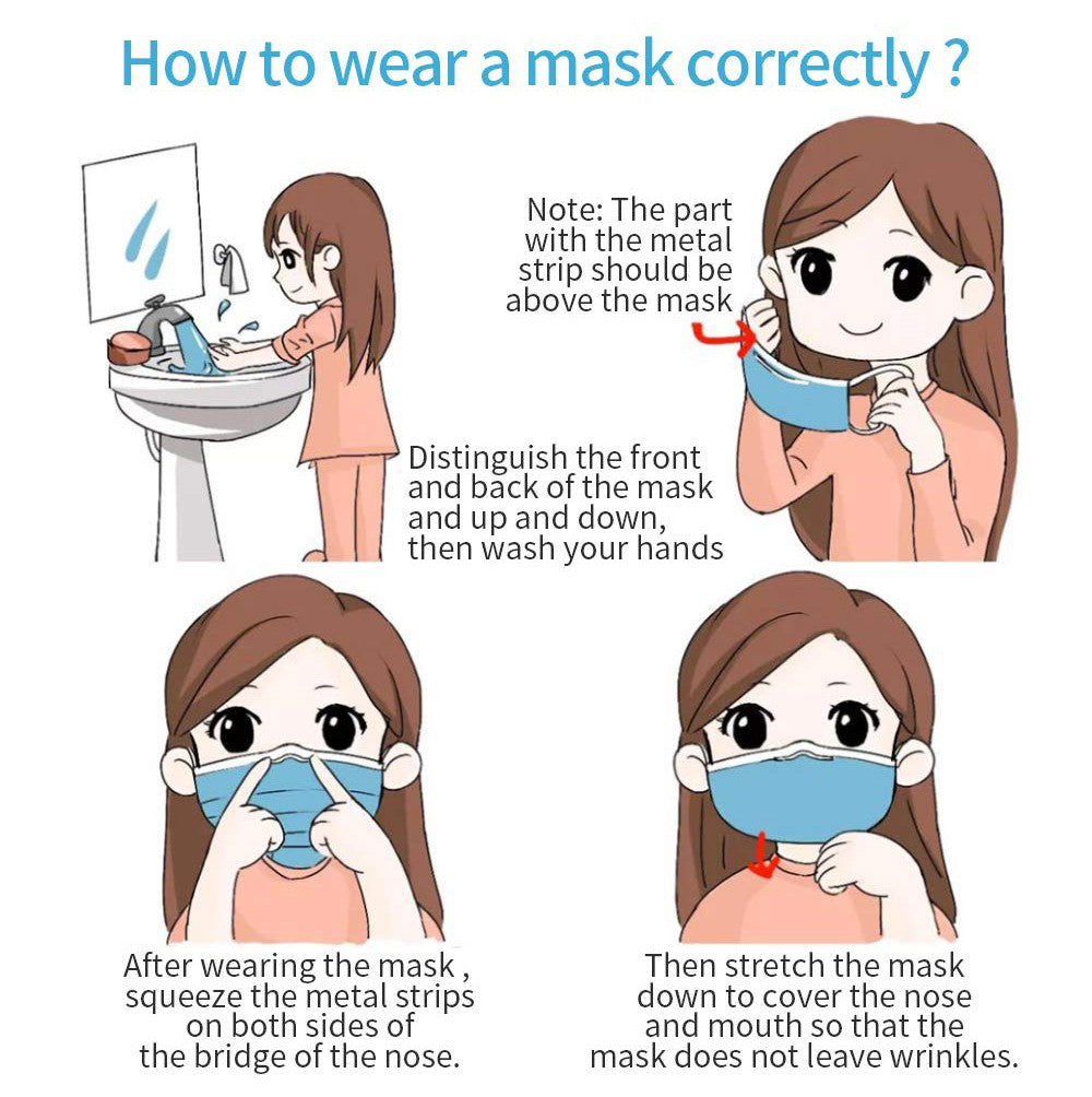Pink Black Disposable Non-woven 3-layer Face Mask Breathable Mask With Elastic Earband Breathable Adult Mouth Mask