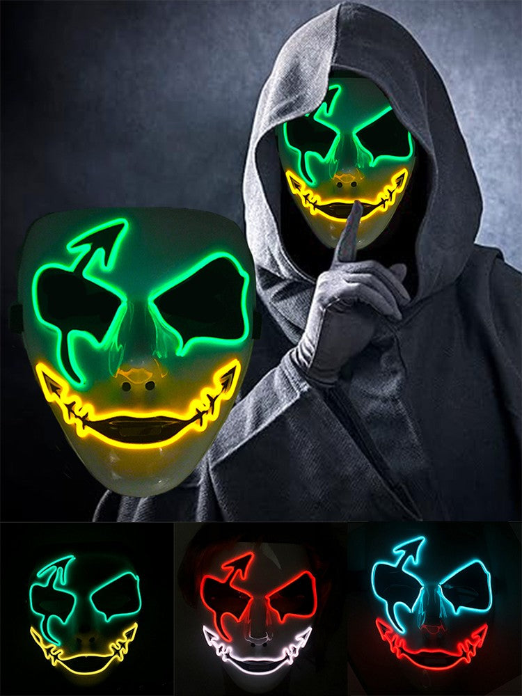 Shuffle Dance Mask Luminous Purge Mask Devil Glowing Masquerade Cosplay Mask for Halloween Horror Haunted House Props