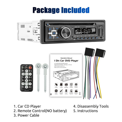 DAB Single 1 DIN Car Stereo Multimedia MP3 Player Bluetooth DVD Radio CD USB/AUX/ FM/TF In-dash Audio Head Unit Handsfree SD USB