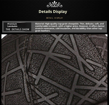 Classic Genuine Sheep Leather Baseball Cap for Men Adjustable Lightweight Breathable for Spring/Autumn