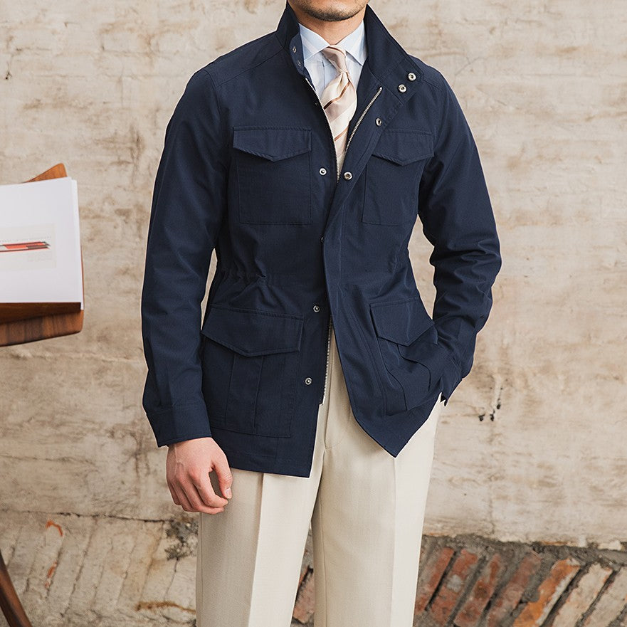 Three Spring and Summer Light Vertical Collar Waist Half Hanging M65 British Jacket Men's Retro Hunting Wear Waterproof Jacket