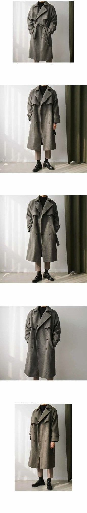 2022 Men's Woolen Clothes Straight Casual Windbreaker Long Coat Fashion Loose Gentle Autumn Korean Elegant Overcoat
