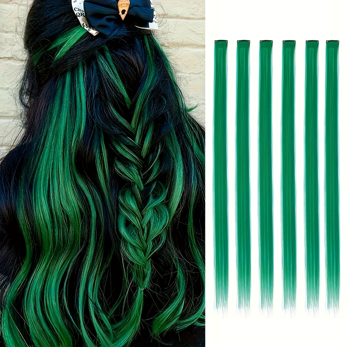 6 Pcs Clip Extensions, 24 Inch Colored Hair Extensions Party Highlights Long Straight Synthetic Hairpieces for Women Kids Girl