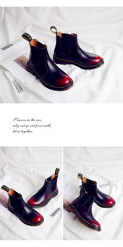 New Unisex Autumn Breathable Leather Ankle Boots Smooth Leather Platform Chelsea Boot for Women Men Platform Boots