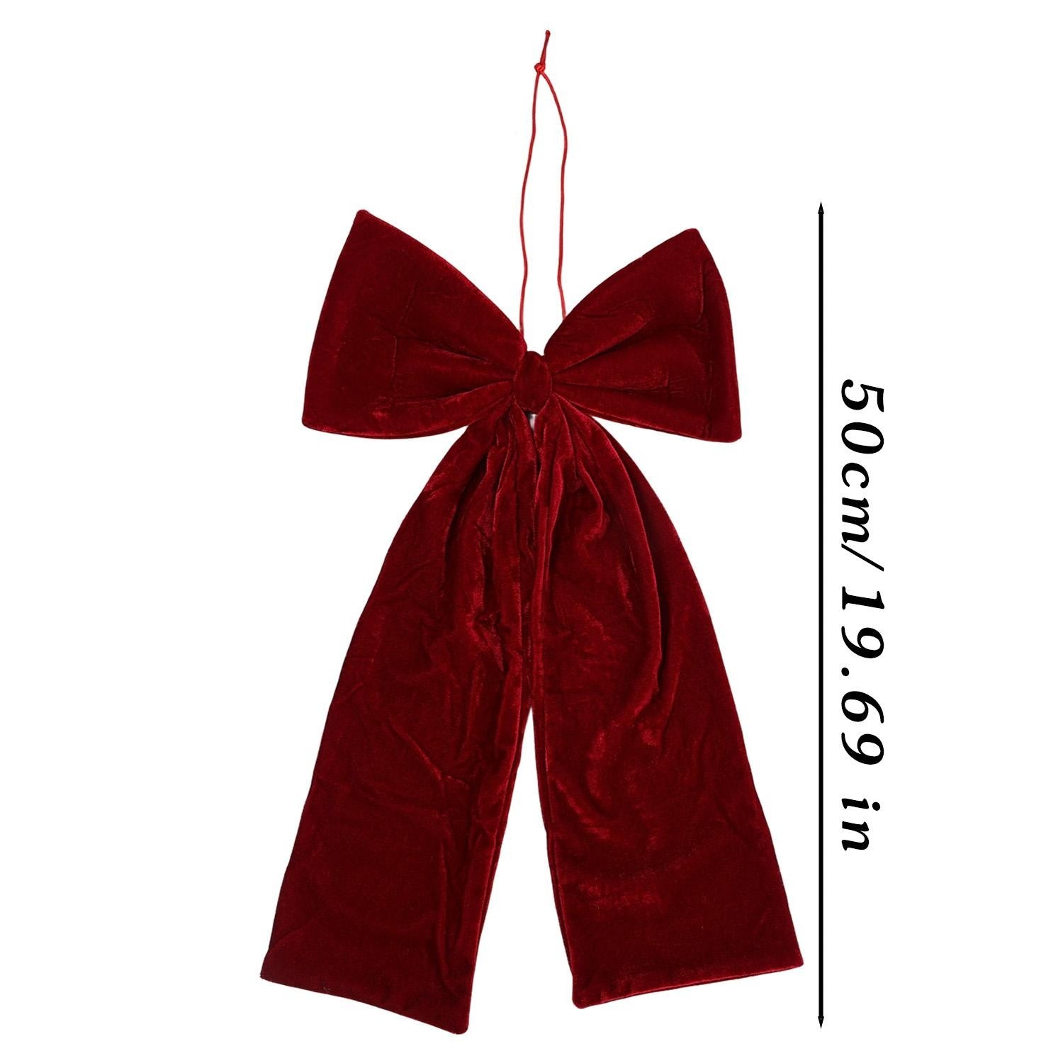 Large Size Bowknot Pendant Hanging Xmas Ornament DIY Home Party Christmas Tree Decorations Velvet Bow Burgundy Style Supplies