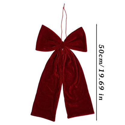 Large Size Bowknot Pendant Hanging Xmas Ornament DIY Home Party Christmas Tree Decorations Velvet Bow Burgundy Style Supplies