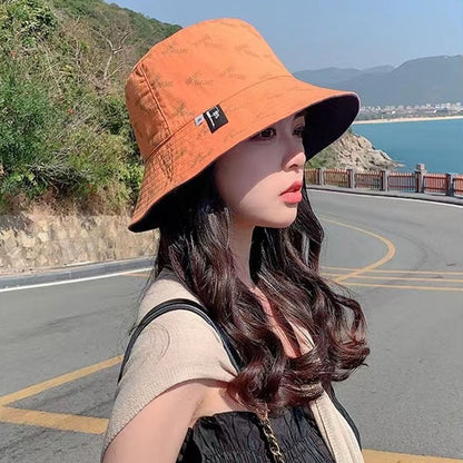 Summer Double-Sided Wear Women Bucket Hat Fashion Print Wide Brim Fordable Panama Fishermen Cap Outdoor Travel Beach Visor Hats