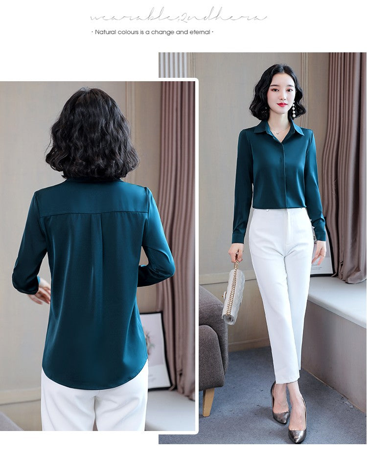 Women Silk Office Shirt 2025 Fashion Long Sleeve Casual Female Tops Elegant Ladies Vintage White Satin Blouses Shirts Oversized