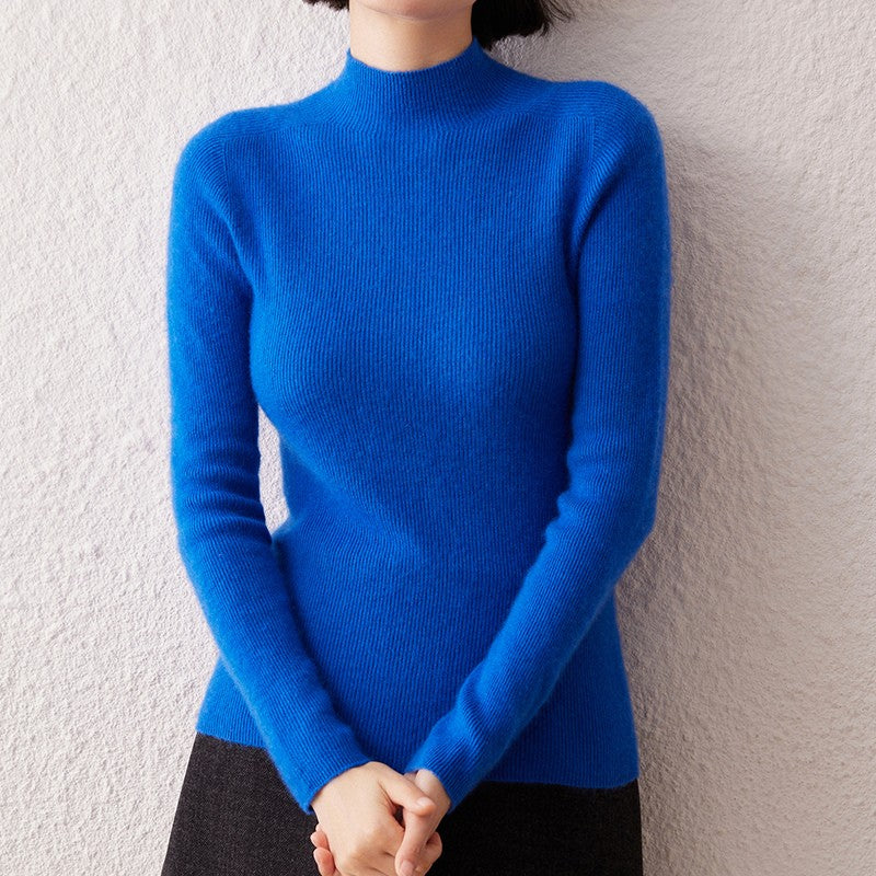 New women's sweater 100% pure cashmere high neck knitted pullover Korean version slim fit hot selling fashionable sweater
