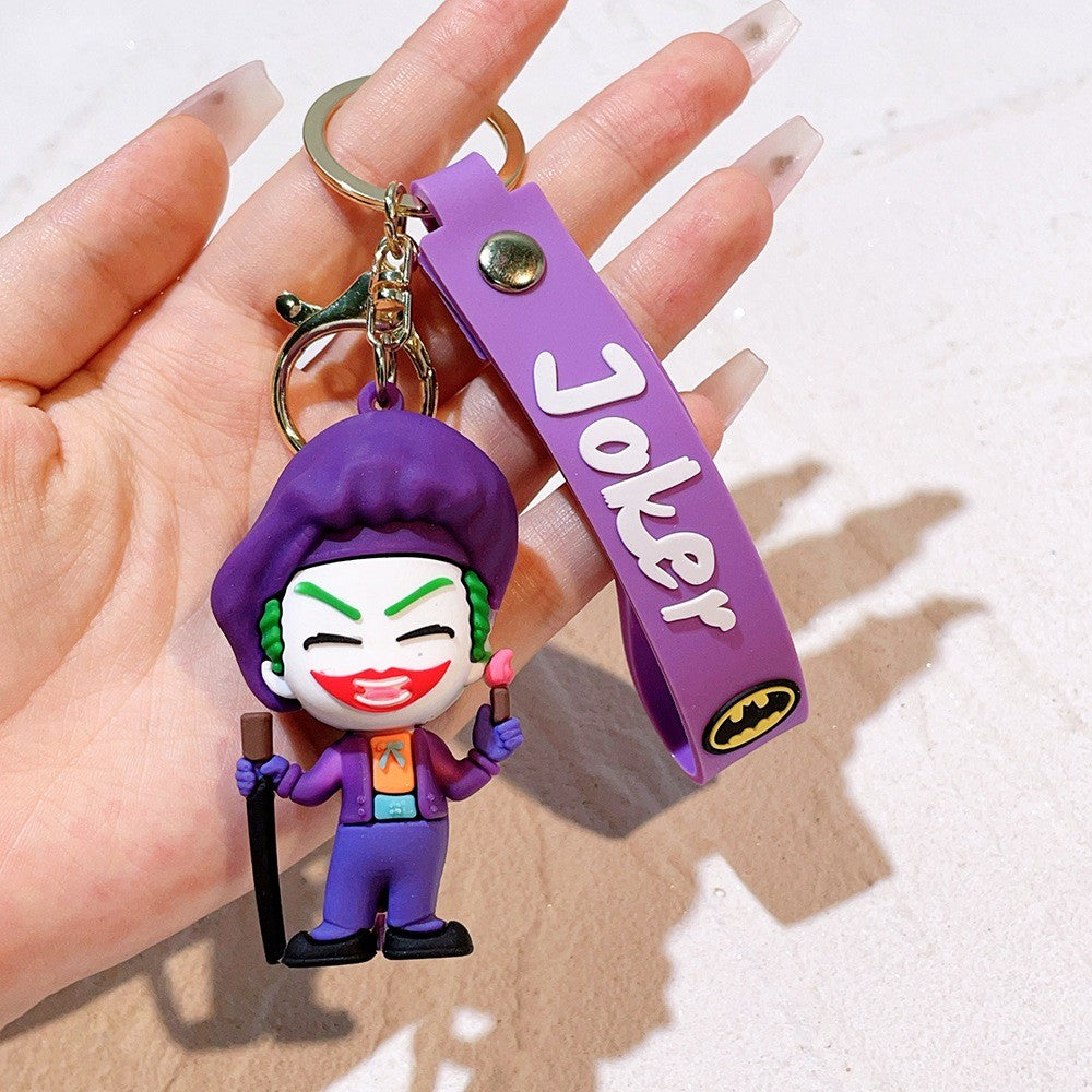 Anime Harley Quinn desenho animado Marvel Batman Coringa imagem boneca bolsa chaveiro pingente fofo Mulher Maravilha acessórios para carro chaveiro