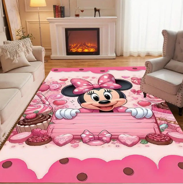 1pc Soft Cozy Minnie Mouse Pink Area Rug 3D Printed Carpet for Living Room Bedroom or Hallway Decor Cute and Comfortable Design